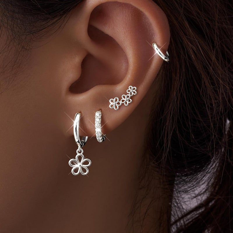 Poxtex Small Gold Huggie Hoop Earrings Set for Women Men Hypoallergenic 14K Plated Stack Cartilage Earrings, Multiple Piercing Lightweight Mini Thin Cute Dainty Trendy Jewelry Set Christmas Gifts for Women - Image 2